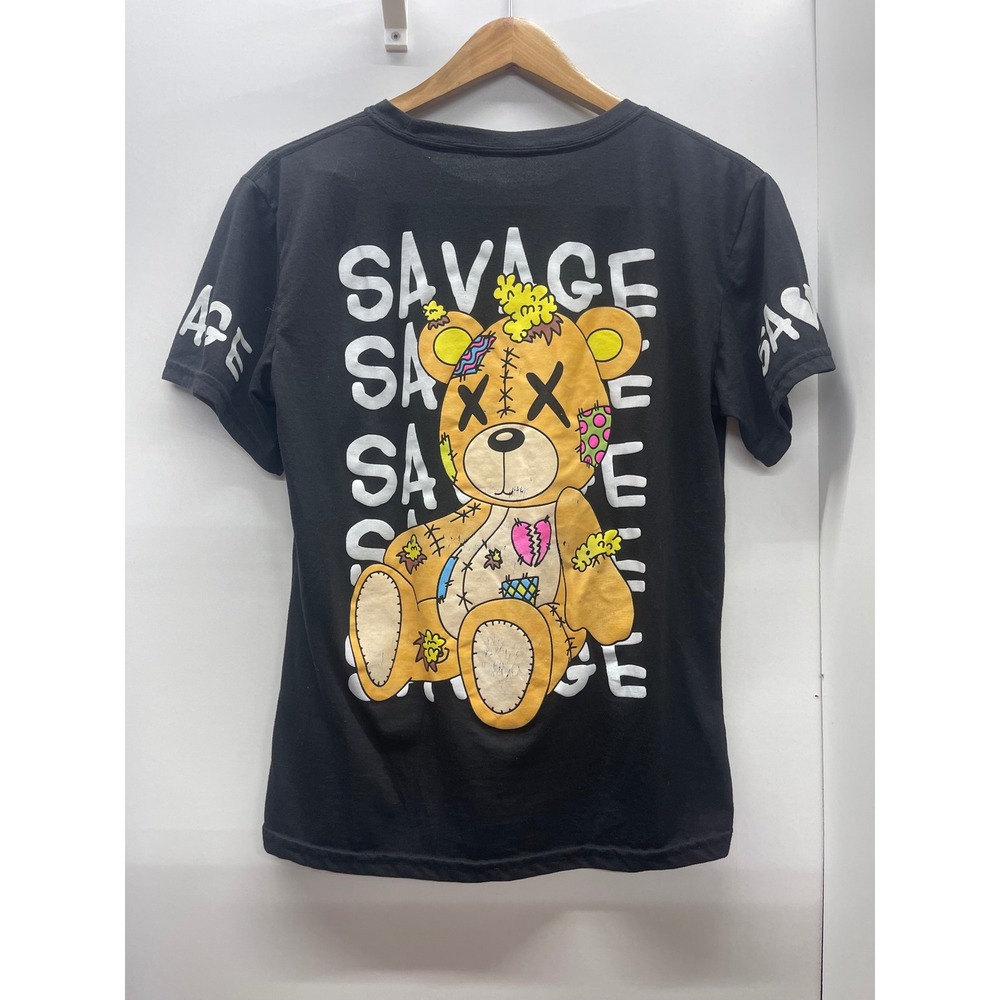 Fresh Laundry Savage Teddy Bear Graphic Tee Black Streetwear Shirt XL